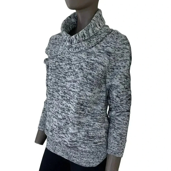 EXPRESS Long Sleeve Shawl Collar Knit Sweater Pullover Women Size S Marled Gray - Picture 3 of 11